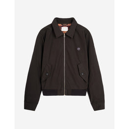 Men Harrington Jacket In Technical Cotton GabardineWith Bold Fox Head Patch - Black