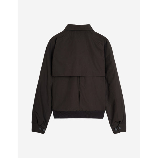 Men Harrington Jacket In Technical Cotton GabardineWith Bold Fox Head Patch - Black
