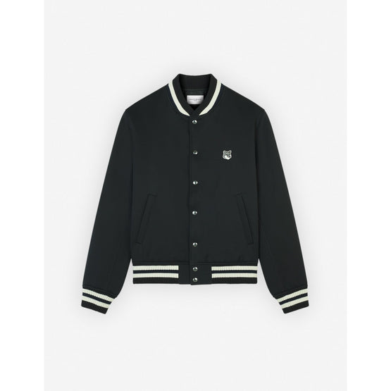 Men Teddy Blouson In Cotton With Grey Fox Head - Black