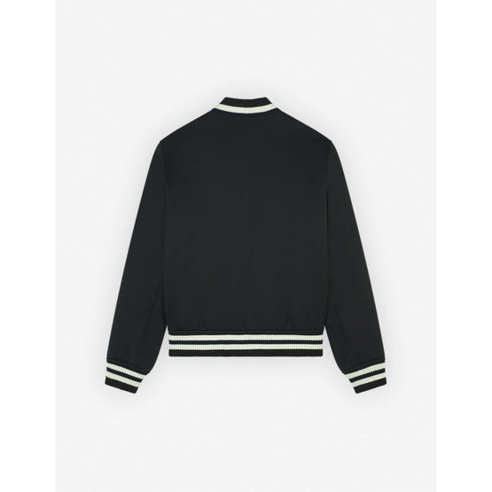 Men Teddy Blouson In Cotton With Grey Fox Head - Black