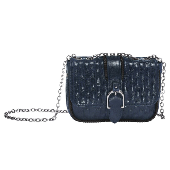 Amazone Matelassé Craquelé Cross Body Bag - Navy