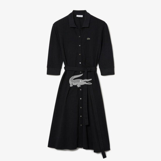 Lacoste Women'S Buttoned Belted Cotton Piqué Polo Dress - Foudre Chine