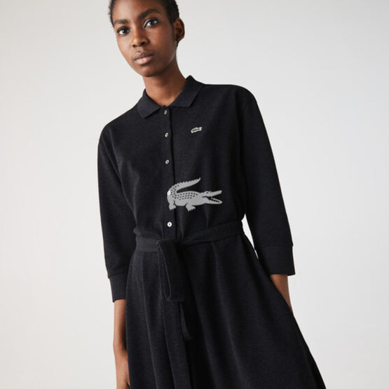 Lacoste Women'S Buttoned Belted Cotton Piqué Polo Dress - Foudre Chine