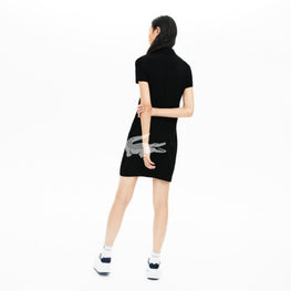 Lacoste Women'S Stretch Cotton Mini Piqué Polo Dress - Black