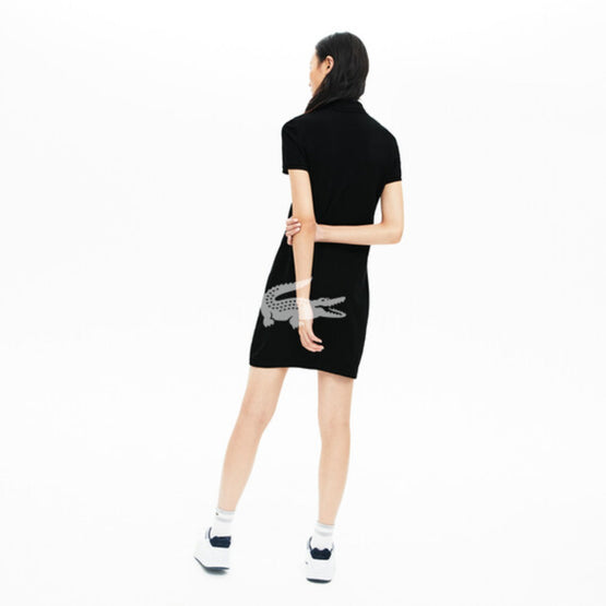 Lacoste Women'S Stretch Cotton Mini Piqué Polo Dress - Black