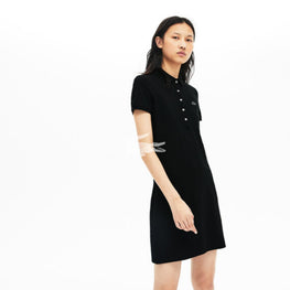 Lacoste Women'S Stretch Cotton Mini Piqué Polo Dress - Black