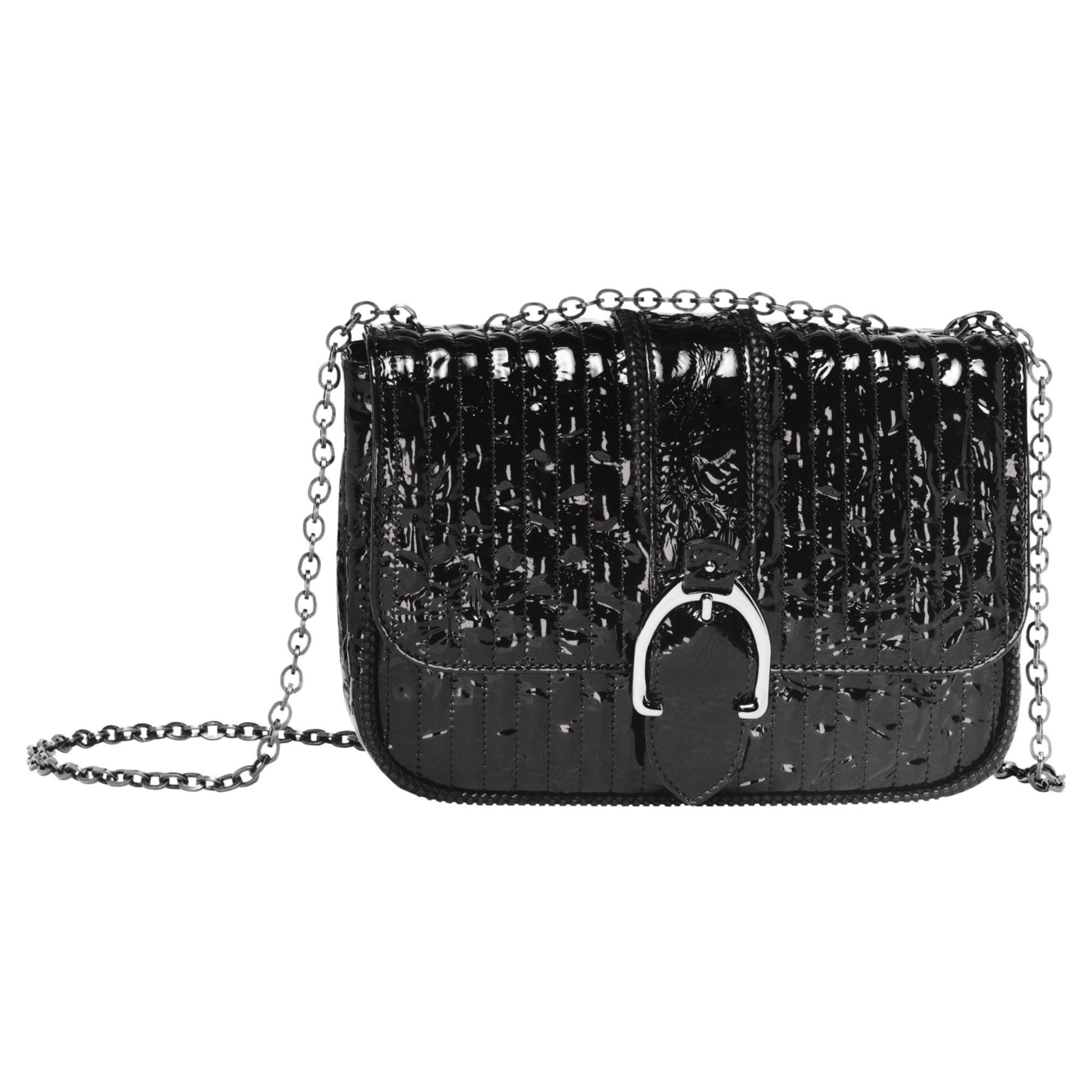 Amazone Matelassé Verni Cross Body Bag - Black