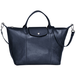 Le Pliage Cuir Top Handle Bag - Navy