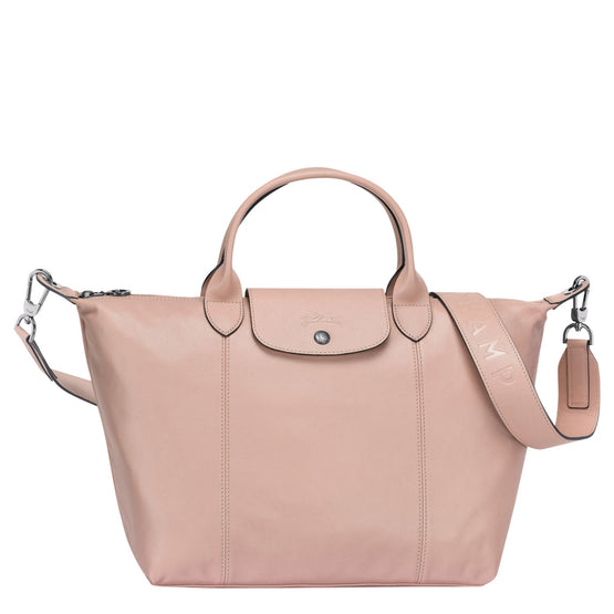 Le Pliage Cuir Top Handle Bag - Powder
