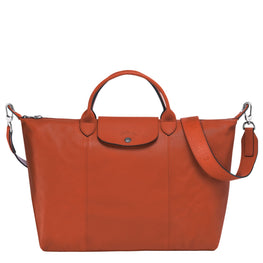 Le Pliage Cuir Top Handle Bag - Rust