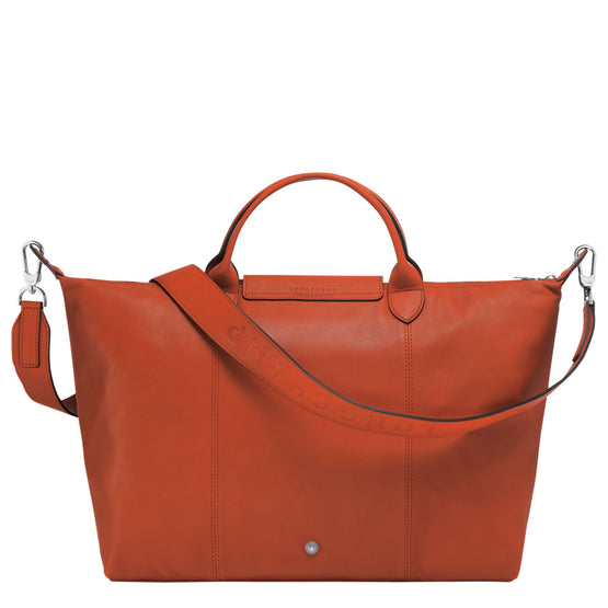 Le Pliage Cuir Top Handle Bag - Rust