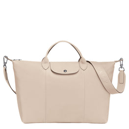 Le Pliage Cuir Top Handle Bag - Chalk