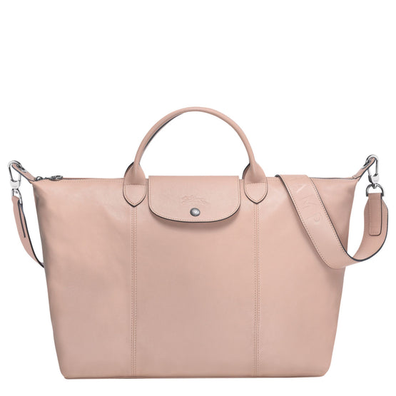 Le Pliage Cuir Top Handle Bag - Powder