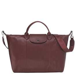 Le Pliage Cuir Top Handle Bag - Brandy