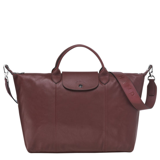 Le Pliage Cuir Top Handle Bag - Brandy