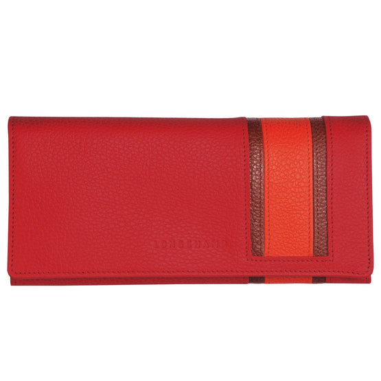Le Foulonné Tricolore Continental Wallet - Red Orange