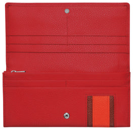 Le Foulonné Tricolore Continental Wallet - Red Orange