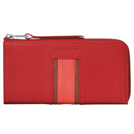 Le Foulonné Tricolore Zip Around Wallet - Red Orange