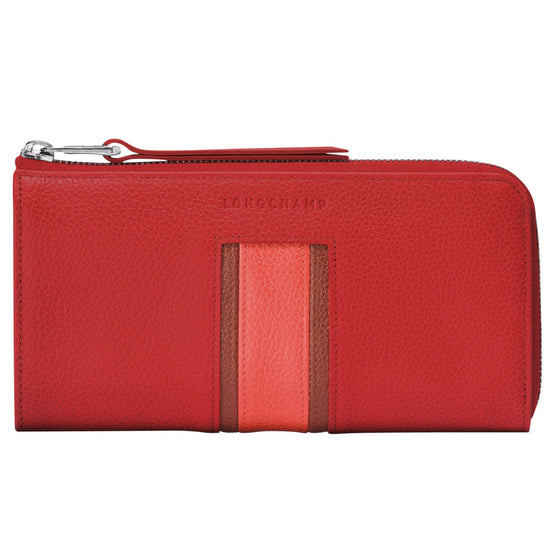 Le Foulonné Tricolore Zip Around Wallet - Red Orange