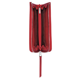 Le Foulonné Tricolore Zip Around Wallet - Red Orange