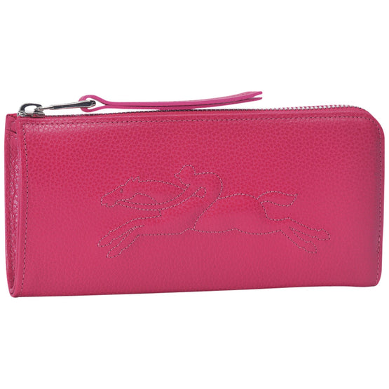 Le Foulonné Brodé Zip Around Wallet - Pink