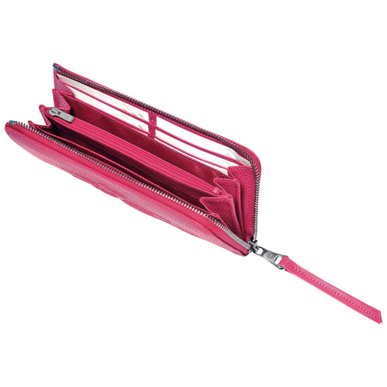 Le Foulonné Brodé Zip Around Wallet - Pink