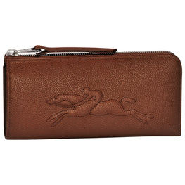 Le Foulonné Brodé Zip Around Wallet - Cognac