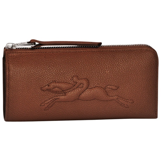 Le Foulonné Brodé Zip Around Wallet - Cognac
