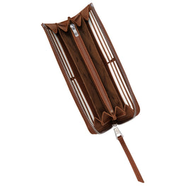 Le Foulonné Brodé Zip Around Wallet - Cognac