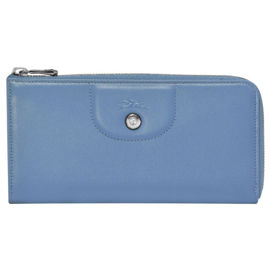 Le Pliage Cuir Zip Around Wallet - Blue Mist