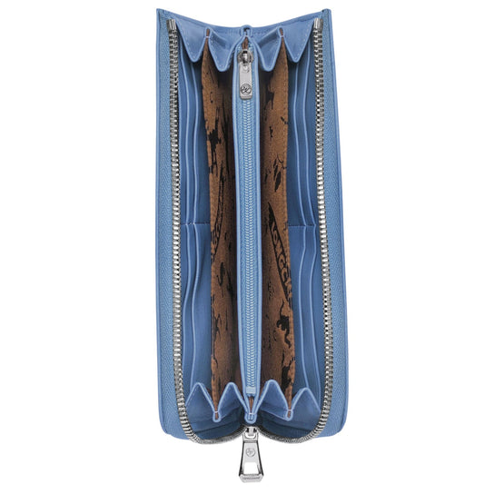 Le Pliage Cuir Zip Around Wallet - Blue Mist