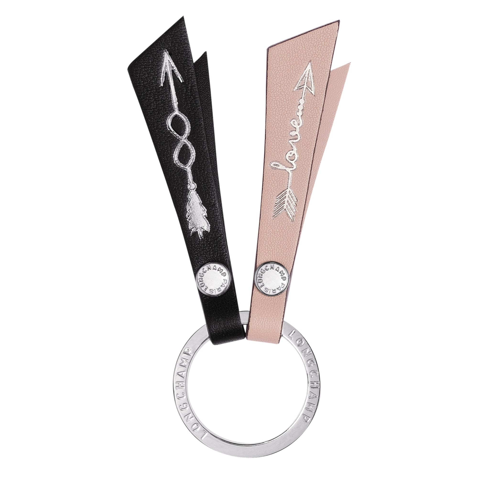 Le Pliage Cuir Key Ring - Powder/Black