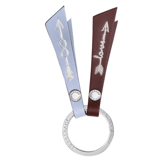 Le Pliage Cuir Key Ring - Brandy/Cloud Blue