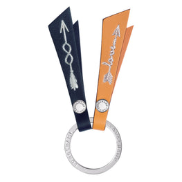 Le Pliage Cuir Key Ring - Melon/Navy