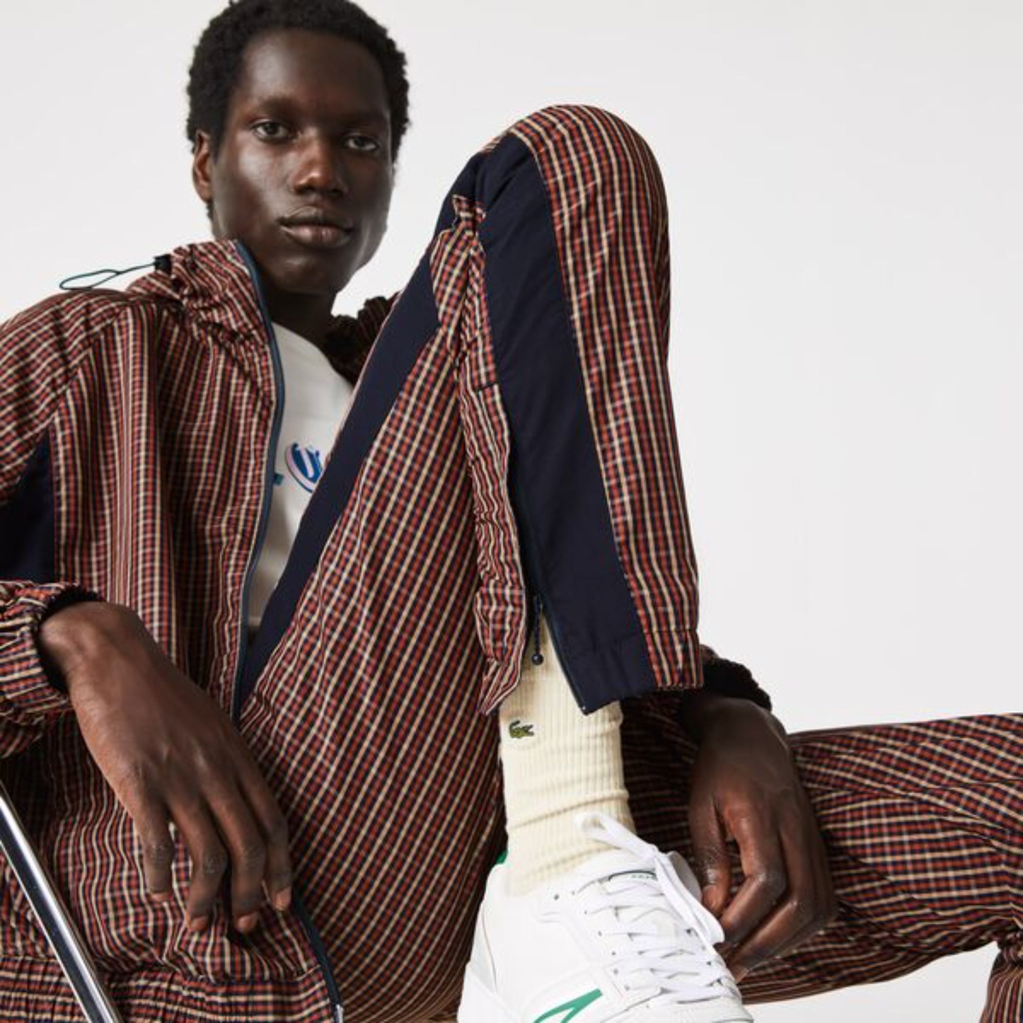 Lacoste Unisex Live With Houndstooth Design Trackpants - Marine/Multico