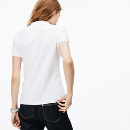 Lacoste Women'S Slim Fit Stretch Mini Cotton Piqué Polo - White