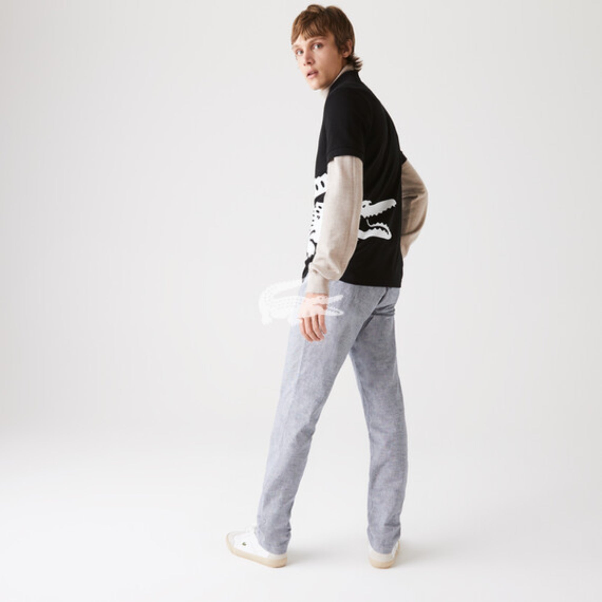 Lacoste Men'S Lacoste Regular Fit Oversized Crocodile Print Polo Shirt - Black