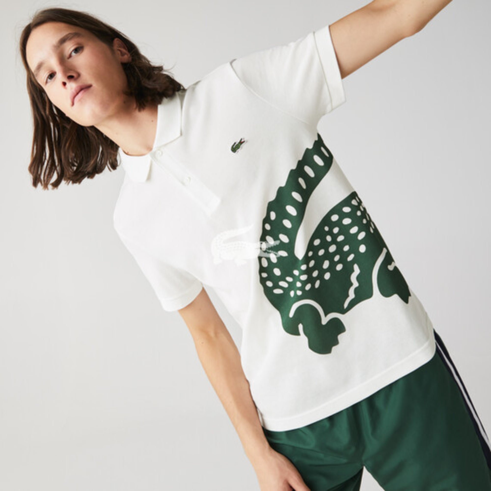 Lacoste Men'S Lacoste Regular Fit Oversized Crocodile Print Polo Shirt - Farine