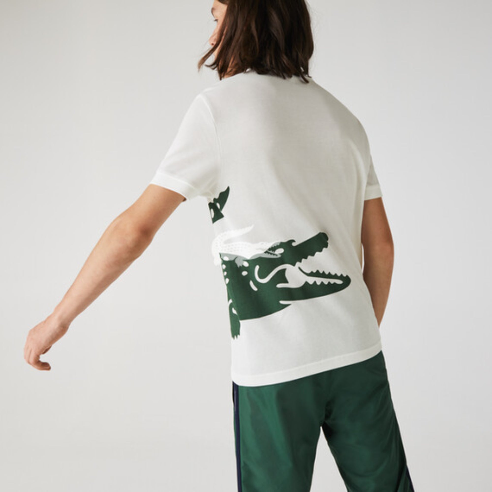 Lacoste Men'S Lacoste Regular Fit Oversized Crocodile Print Polo Shirt - Farine
