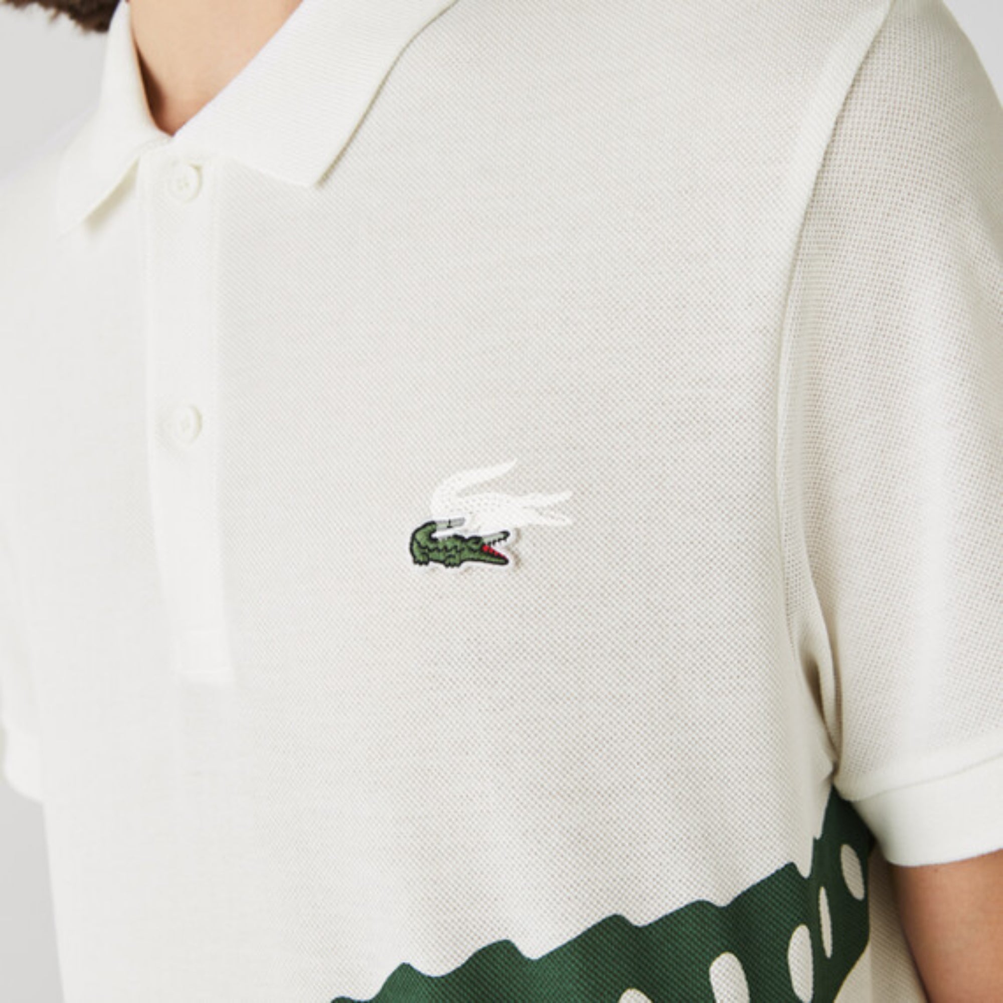 Lacoste Men'S Lacoste Regular Fit Oversized Crocodile Print Polo Shirt - Farine