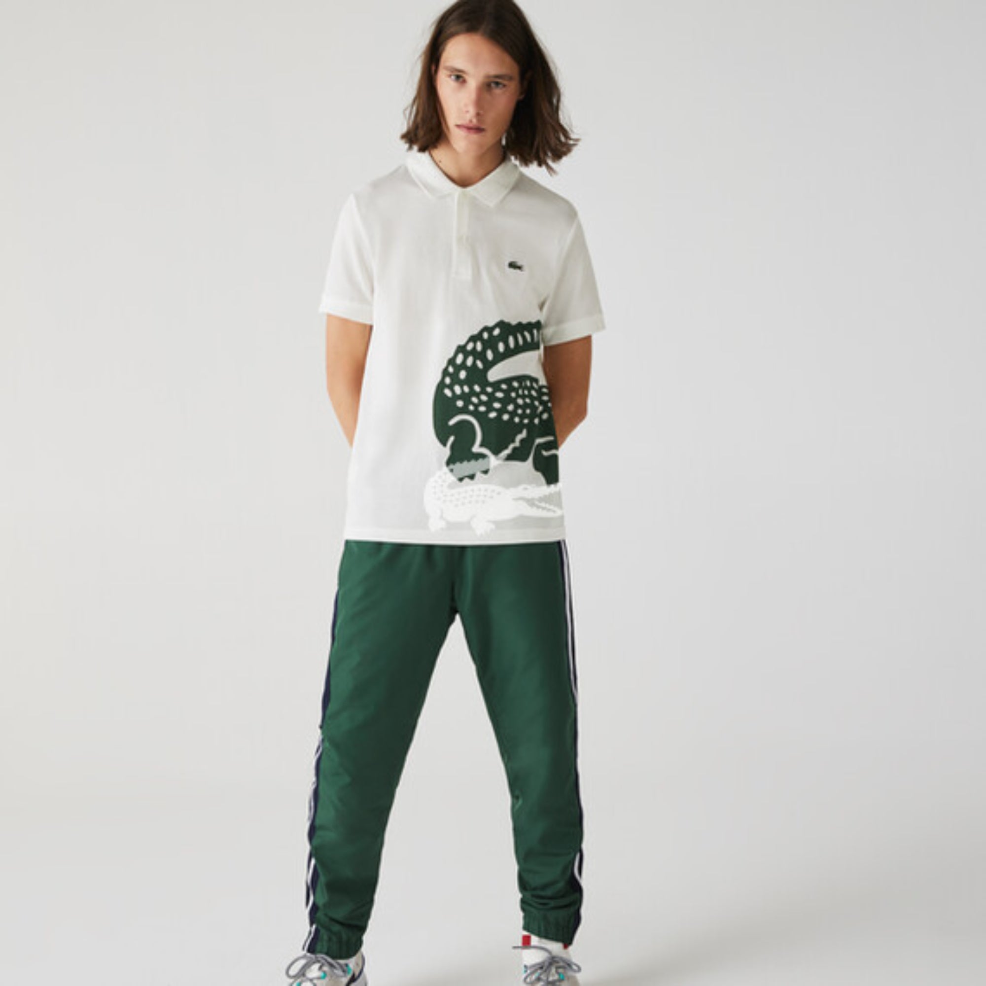 Lacoste Men'S Lacoste Regular Fit Oversized Crocodile Print Polo Shirt - Farine