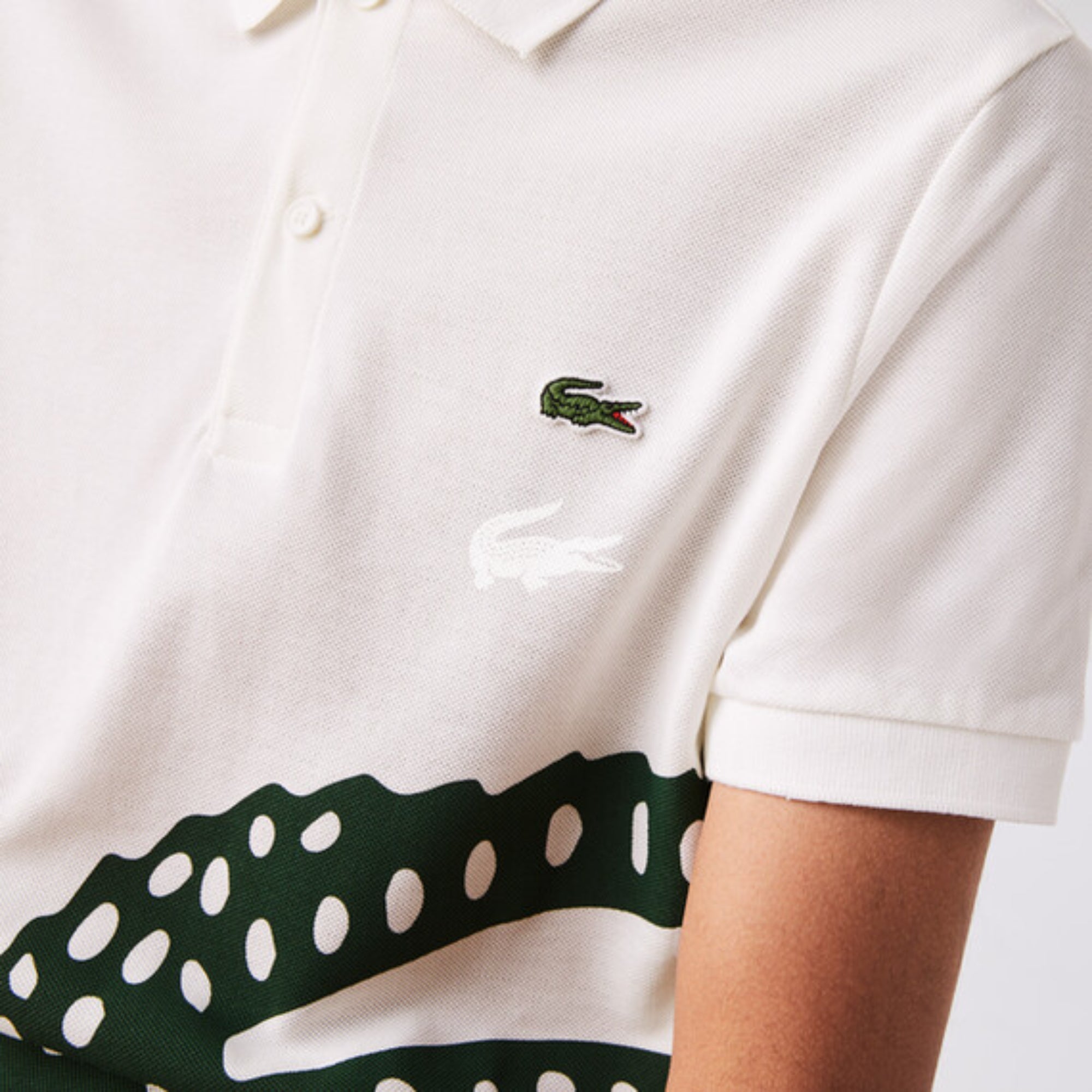 Lacoste Men'S Lacoste Regular Fit Oversized Crocodile Print Polo Shirt - Farine