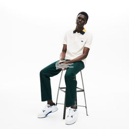 Lacoste Men'S Slim Fit Color-Block Collar Cotton Piqué Polo - Flour