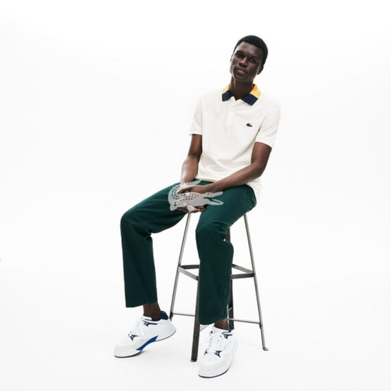 Lacoste Men'S Slim Fit Color-Block Collar Cotton Piqué Polo - Flour