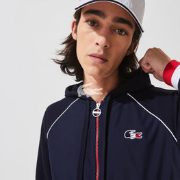 Lacoste Men'S Sport French Sporting Spirit Edition Zippered Fleece Jacket -Navy Blue/White-Red