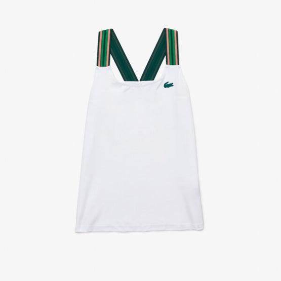 Lacoste Women’S Lacoste Sport Striped Straps Light Second-Skin Tank Top - Blanc/Swing-Elfe-Malachit