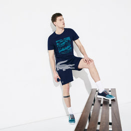 Lacoste Lacoste Men'S Sport Crocodile Printed Breathable T-Shirt - Marine/Cuba