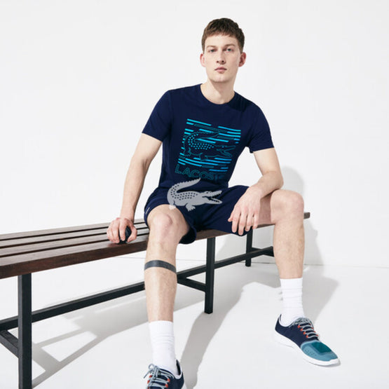 Lacoste Lacoste Men'S Sport Crocodile Printed Breathable T-Shirt - Marine/Cuba