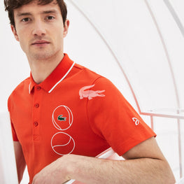 Lacoste Lacoste Sport Men'S Novak Djokovic Collection Ultra Light Cotton Polo - Mexico Red/White
