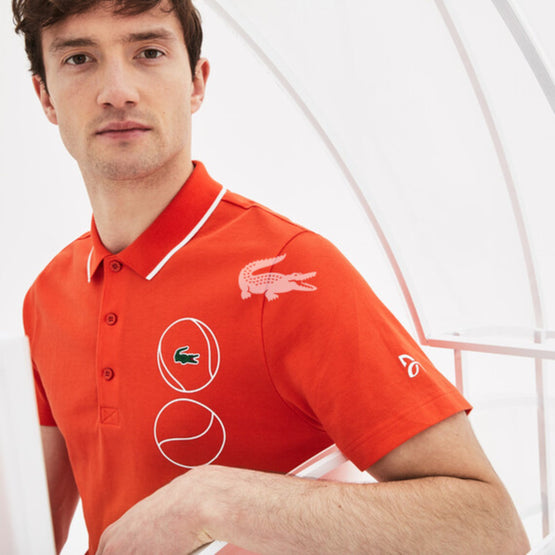 Lacoste Lacoste Sport Men'S Novak Djokovic Collection Ultra Light Cotton Polo - Mexico Red/White
